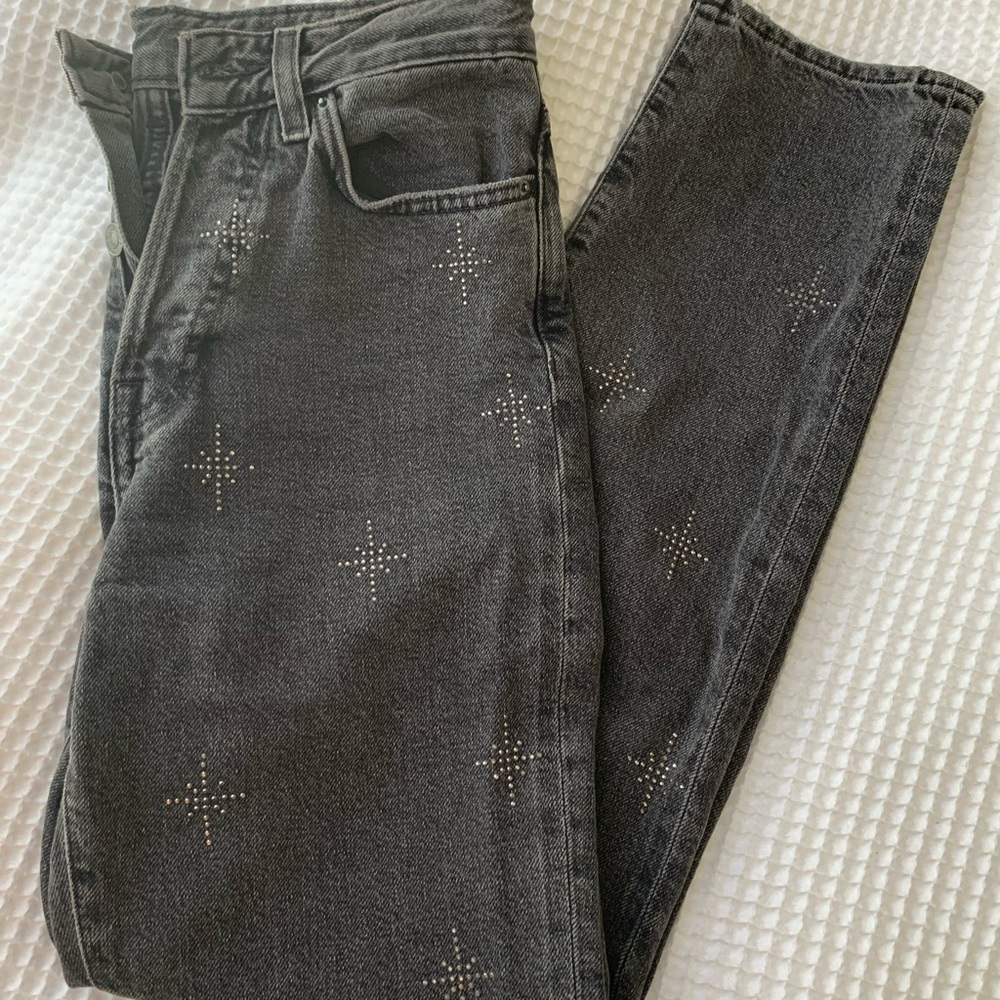 Embroidered Grey Jeans